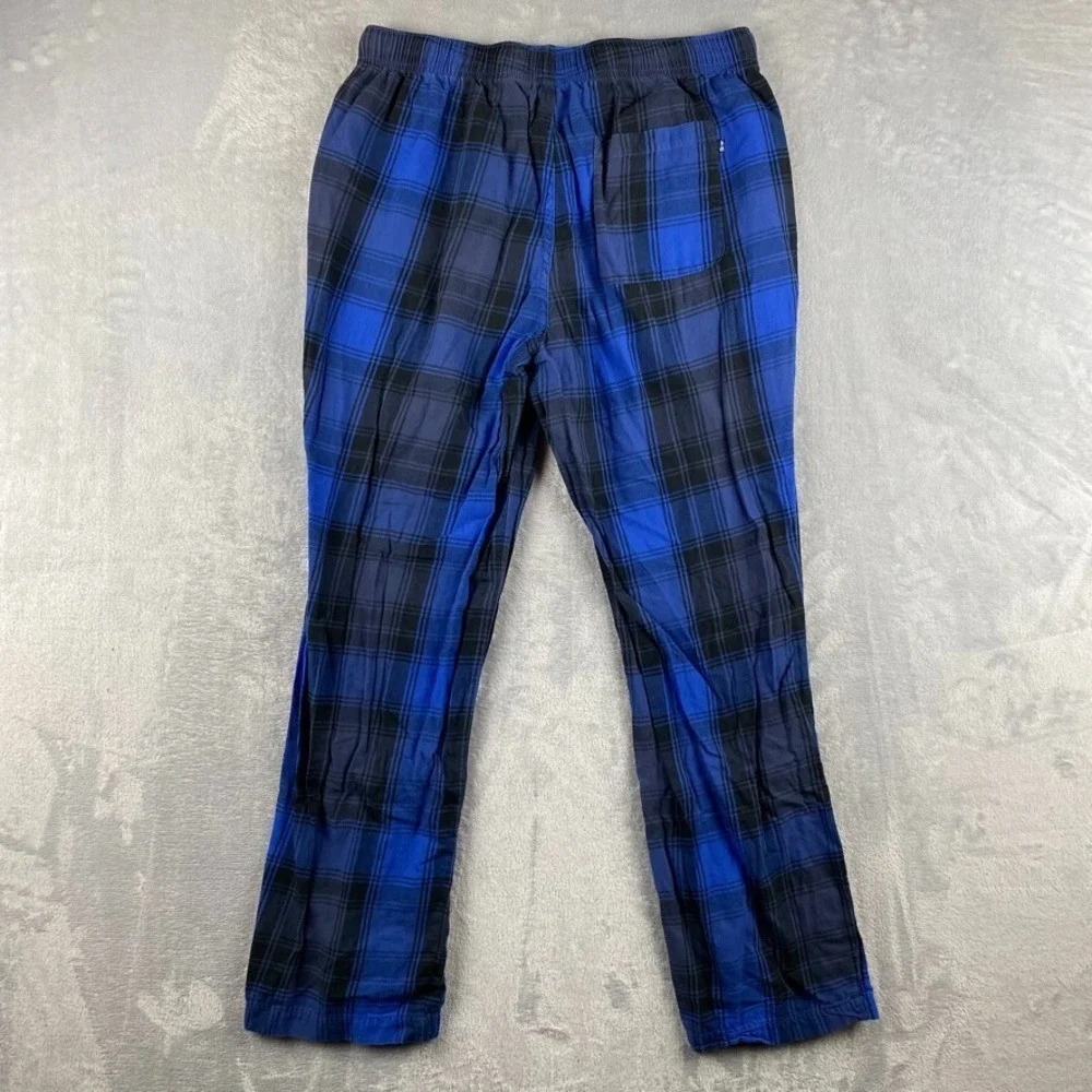 Psycho Bunny Pajama Pants Mens Small Blue Sleepwear Scotch Plaid Elastic Waist
